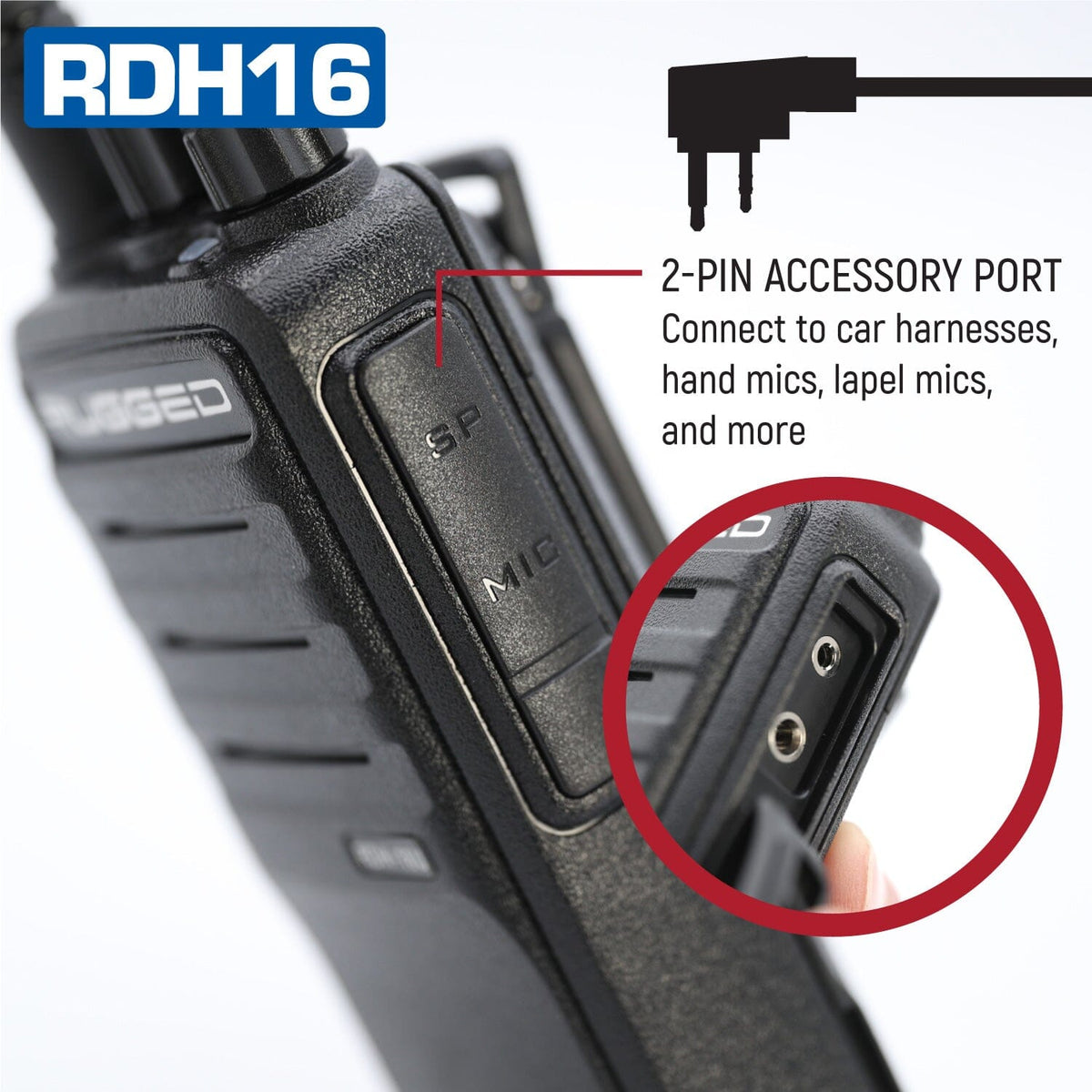 Rugged Radios RDH16 Business Band Two Way Handheld Radio - Digital & Analog - VHF - Black RDH16-V