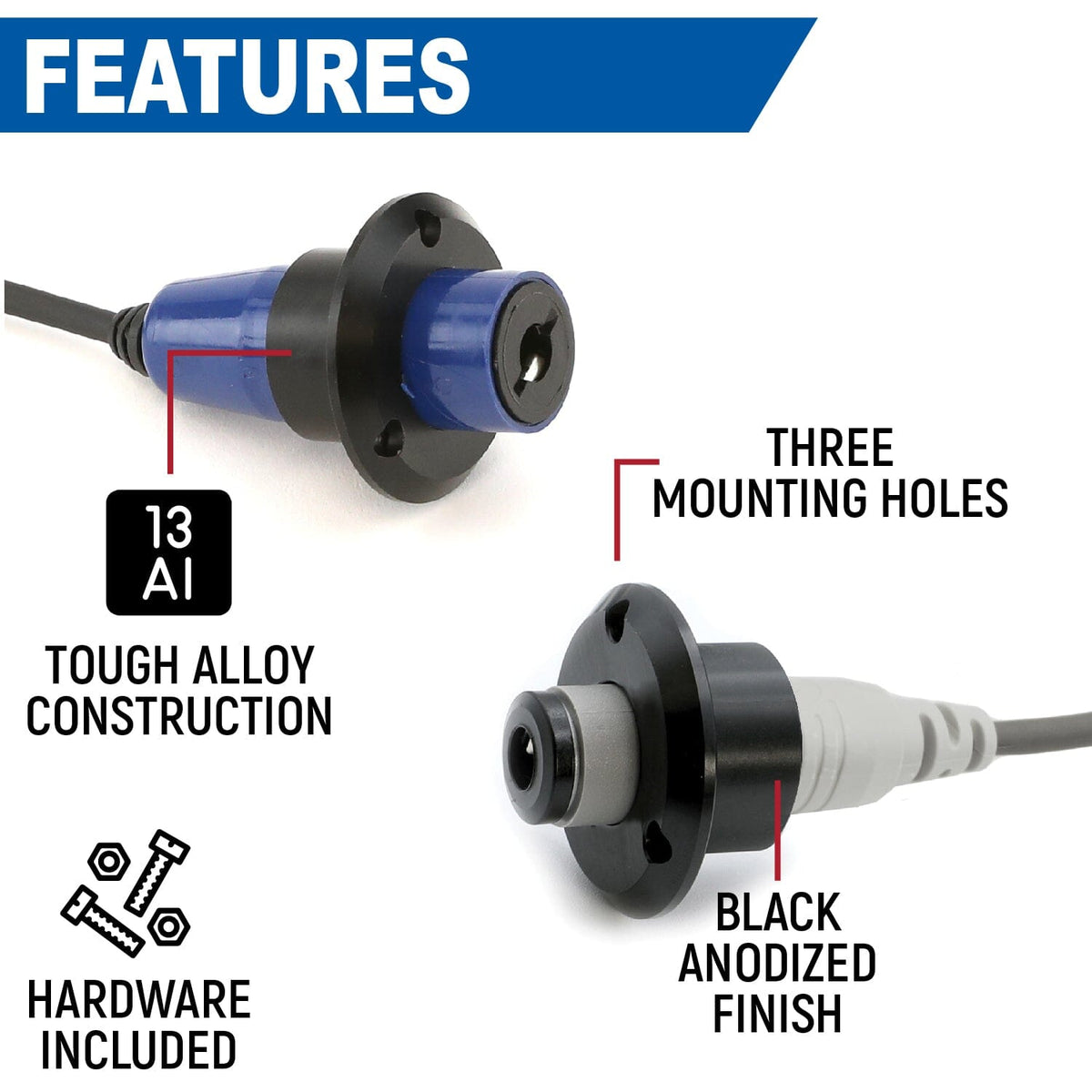 Rugged Radios Single Headset / Helmet Jack Flush Mount - Offroad JM-S-F