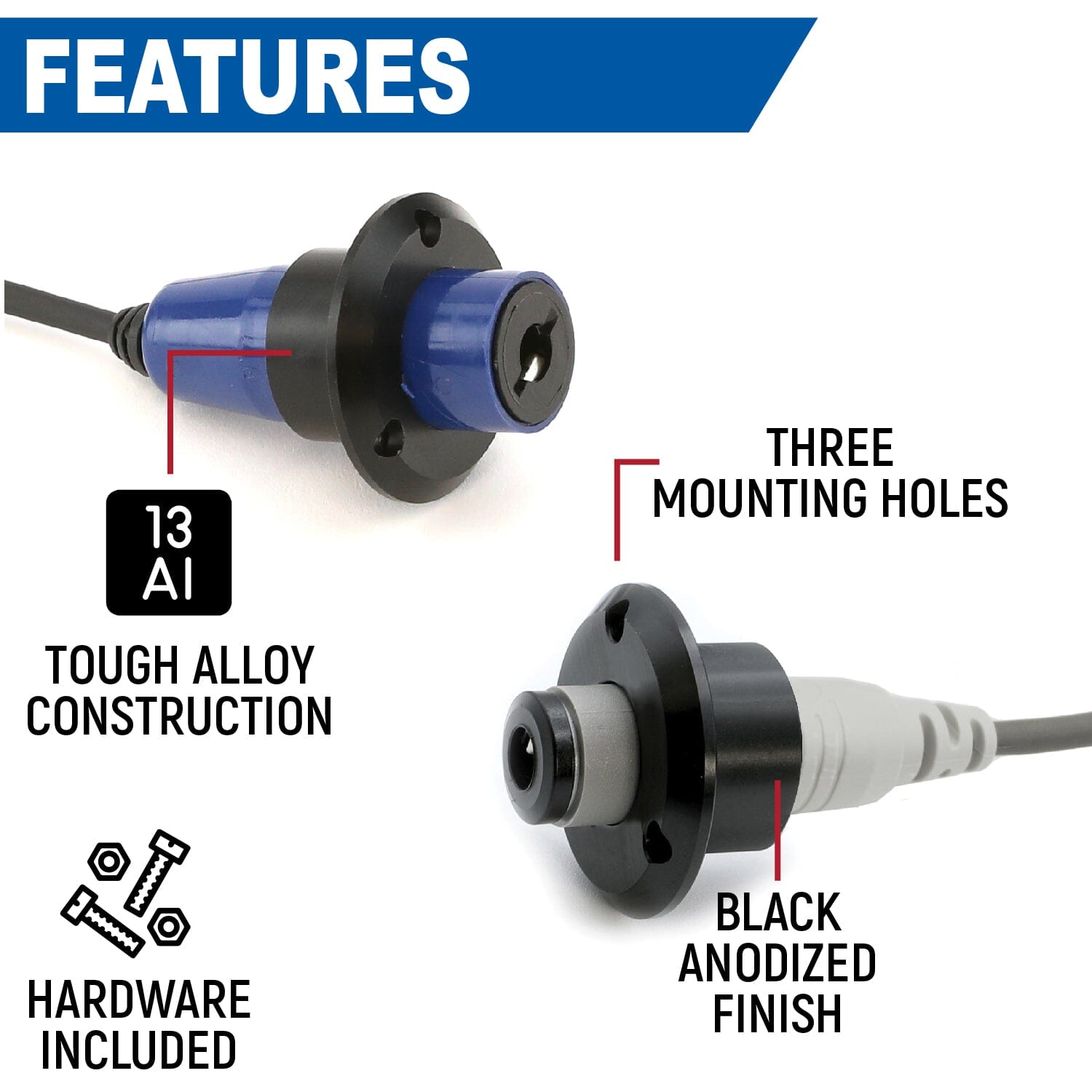 Rugged Radios Single Headset / Helmet Jack Flush Mount - Offroad JM-S-F