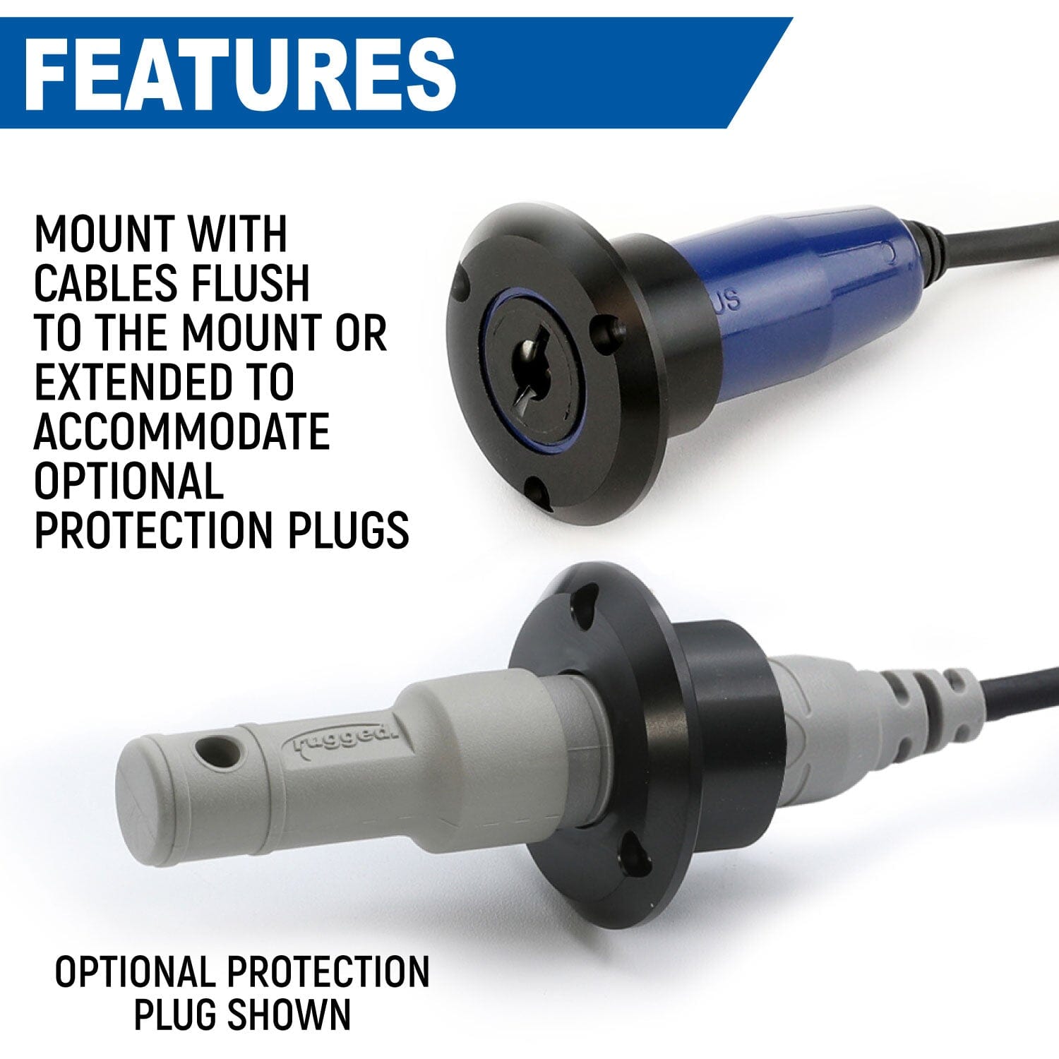 Rugged Radios Single Headset / Helmet Jack Flush Mount - Offroad JM-S-F