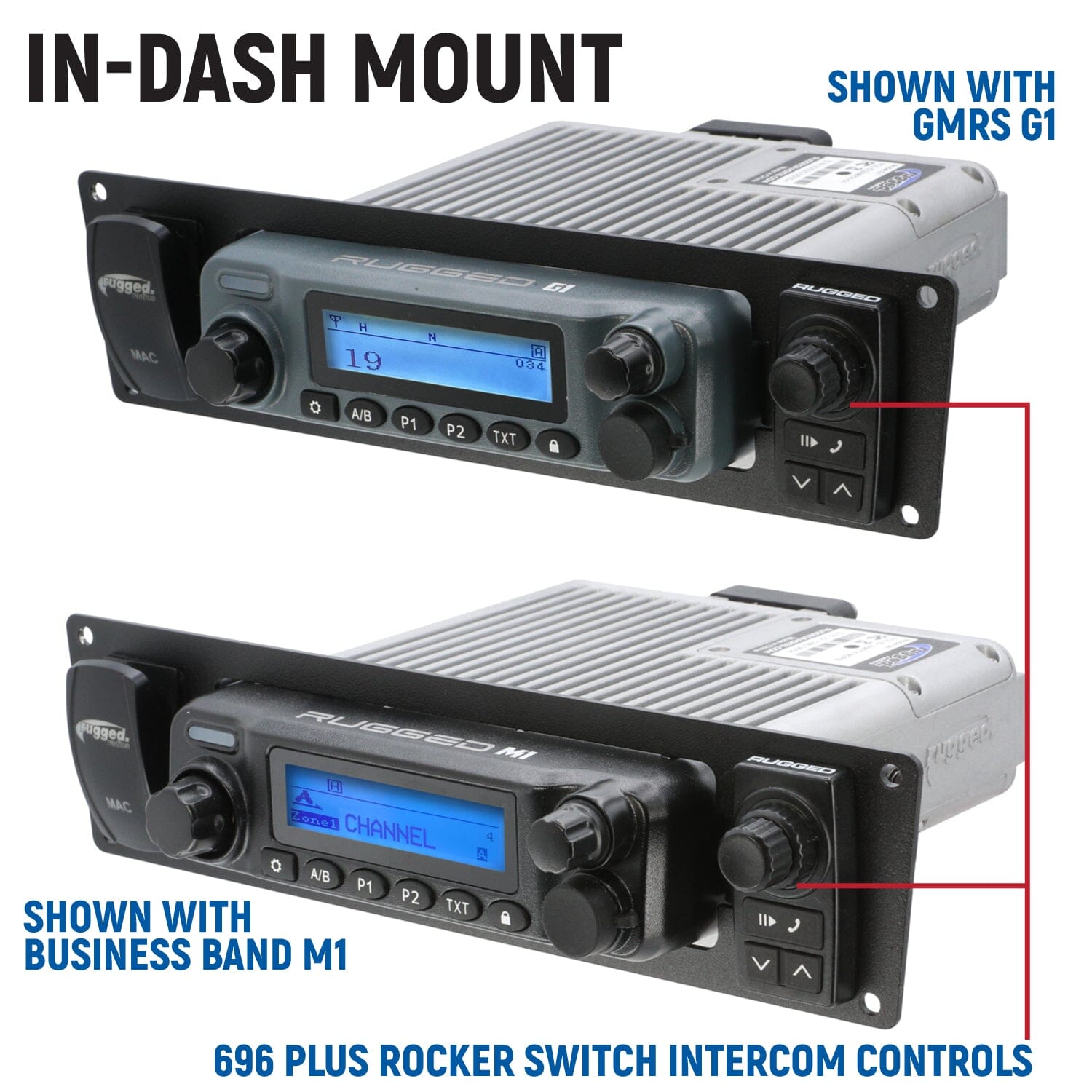 Rugged Radios Yamaha Wolverine RMAX Complete Communication Kit /w Rocker Switch Bluetooth Intercom & 2-Way Radio - STX Stereo Remote Head / G1 GMRS RMAX-STX-RS-G1-HK
