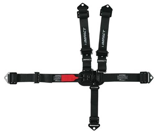 Impact 5-Point Junior Latch & Link Restraints - Fixed Left Lap - Pull Up Adjust - Bolt In/Wrap Around - Black