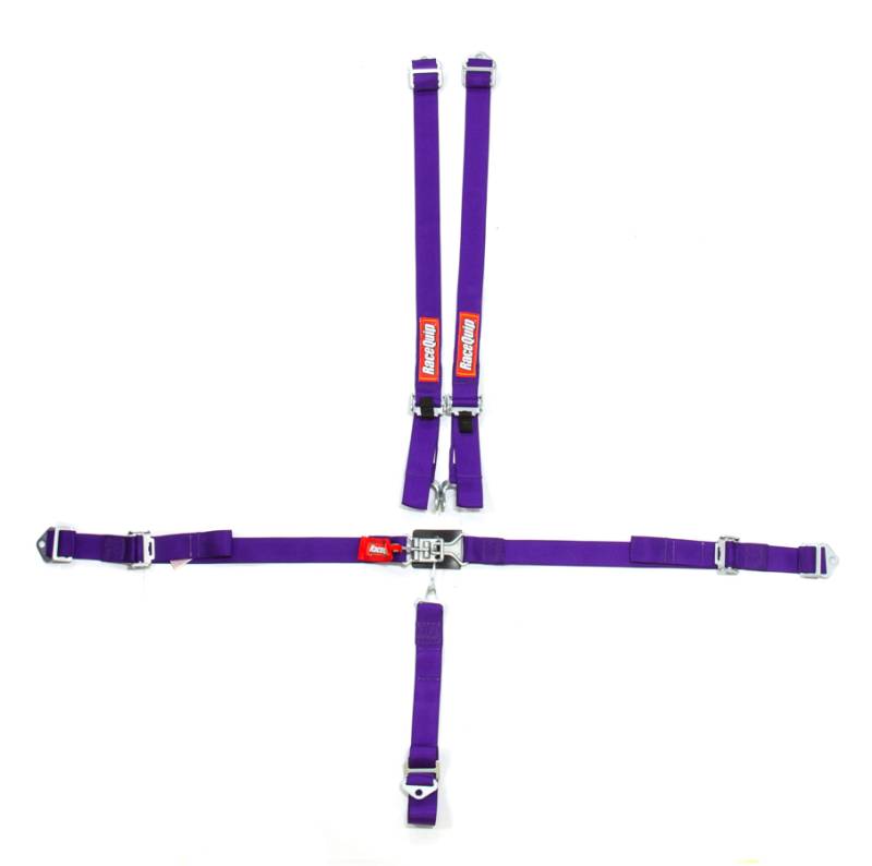 RaceQuip Latch & Link Harness - 5-Point - Pull Up Adjust - Bolt-In/Wrap Around - Purple