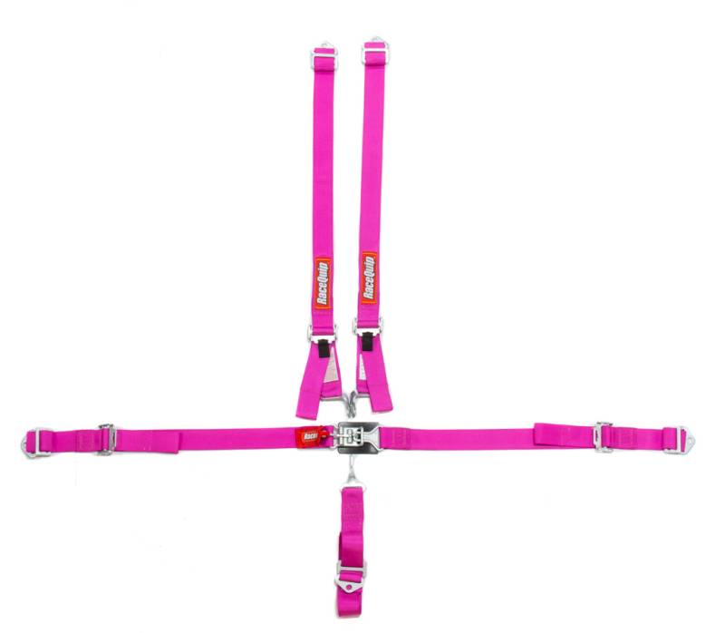 RaceQuip Latch & Link Harness - 5-Point - Pull Up Adjust - Bolt-In/Wrap Around - Pink