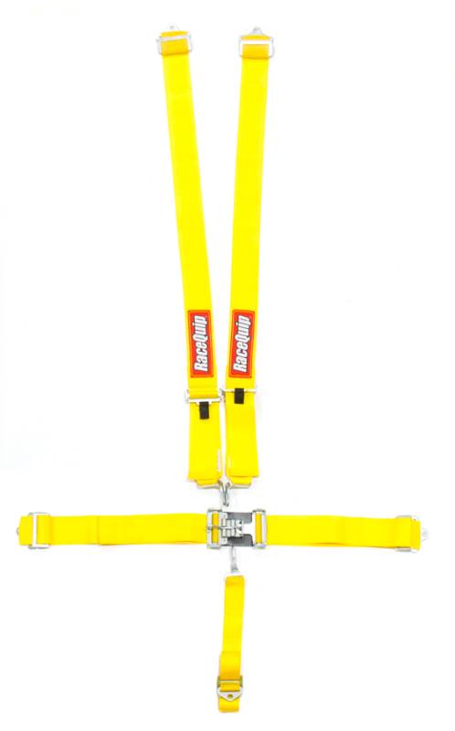 RaceQuip Latch & Link Harness - 5-Point - Pull Down Adjust - Bolt-In/Wrap Around - Yellow