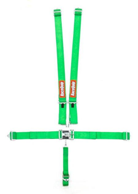 RaceQuip Latch & Link Harness - 5-Point - Pull Down Adjust - Bolt-In/Wrap Around - Green