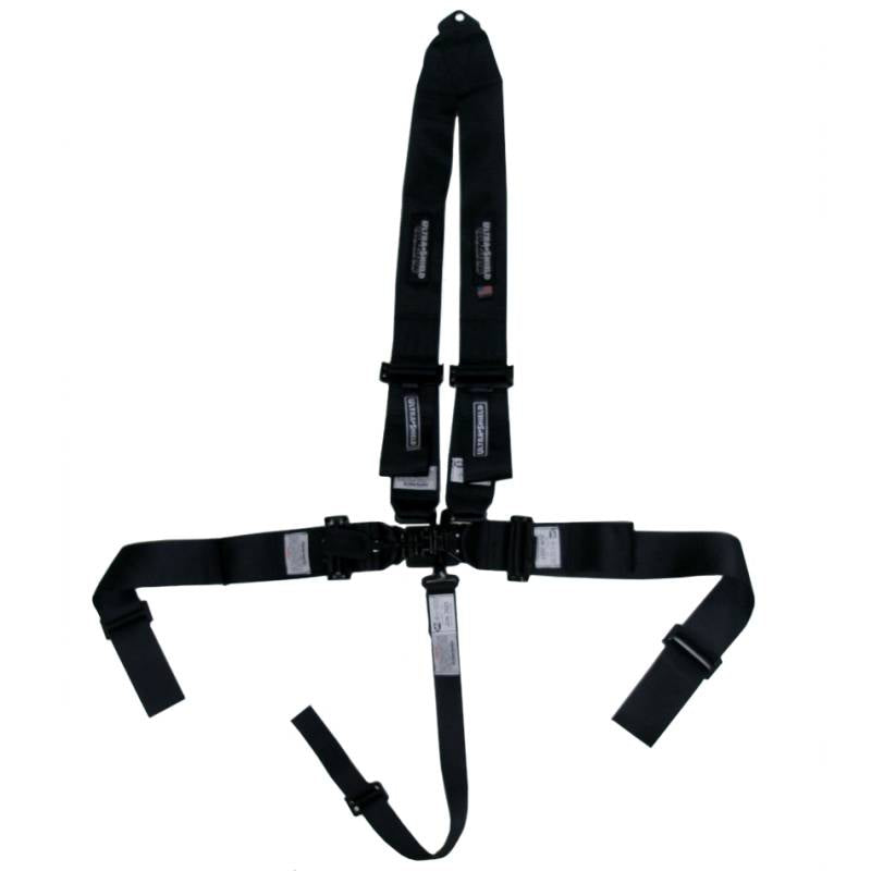 Ultra Shield Sprint Car 5-Point Latch & Link Harness - Pull Down Adjust - Bolt-In/Wrap Around - V-Type Harness - Black