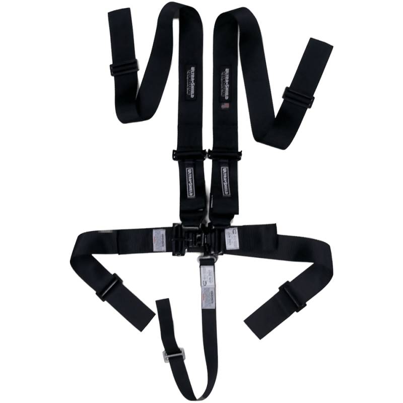 Ultra Shield Latch & Link 5-Point Harness - Pull Down Adjust - Bolt-In/Wrap Around - Individual Harness - Black