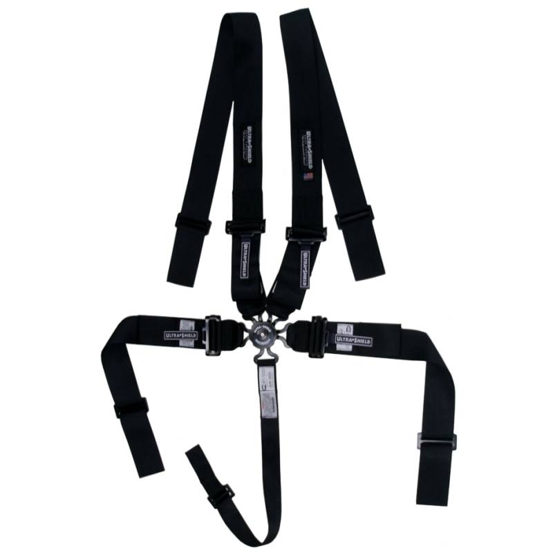 Ultra Shield Camlock 5-Point Harness - Pull Down Adjust - Bolt-In/Wrap Around - Individual Harness - Black