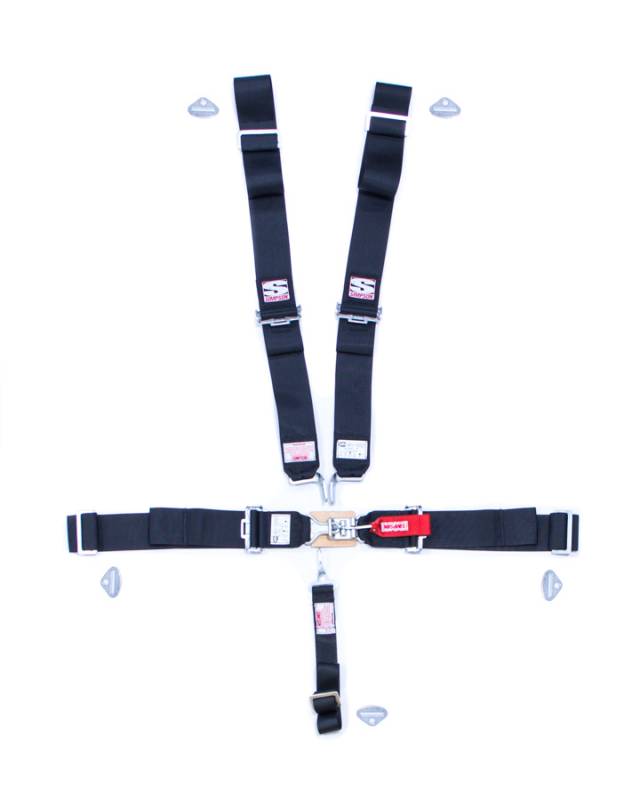 Simpson 5-Point Sport Latch & Link Harness - Wrap Around - Bolt-In - Pull Down Adjust - Black