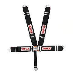 Simpson 5-Point Latch F/X System - 62" Bolt-In Individual Shoulder Harness - Pull Down Adjust - Black