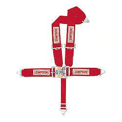 Simpson 5-Point Latch F/X System - 62" Bolt-In V-Type Shoulder Harness - Pull Down Adjust - Red
