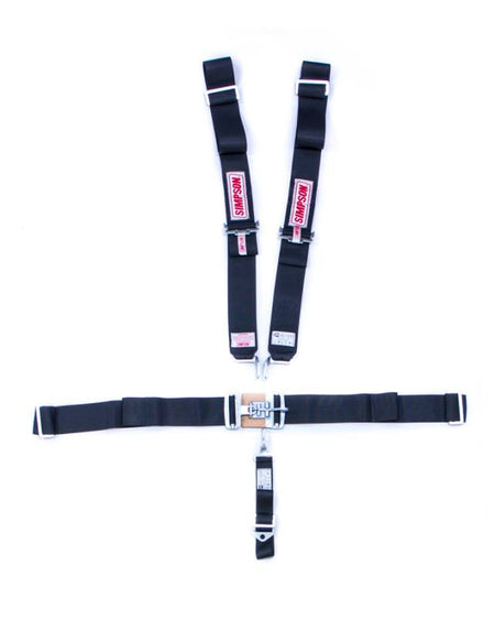 Simpson 5-Point Latch F/X System - 62" Wrap Around - Individual Shoulder Harness - Pull Down Adjust - Black