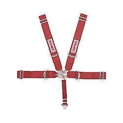 Simpson 5-Point Latch & Link Harness - 55" Wrap Around Seat Belt - Pull Down - Individual Harness - Wrap Around - Red