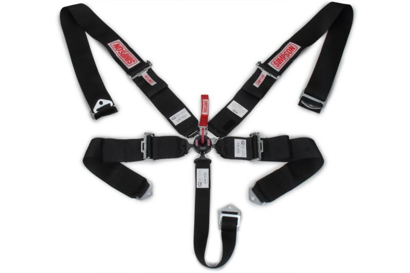Simpson 5-Point Camlock Harness - 55" Bolt-In Seat Belt Pull Down - Individual Harness Bolt-In - Black
