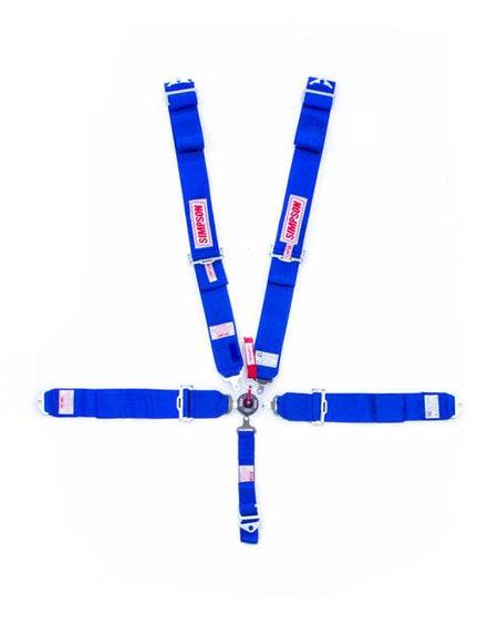 Simpson 5-Point Camlock Harness - 55" Bolt-In Seat Belt Pull Down - Individual Harness Bolt-In - Blue