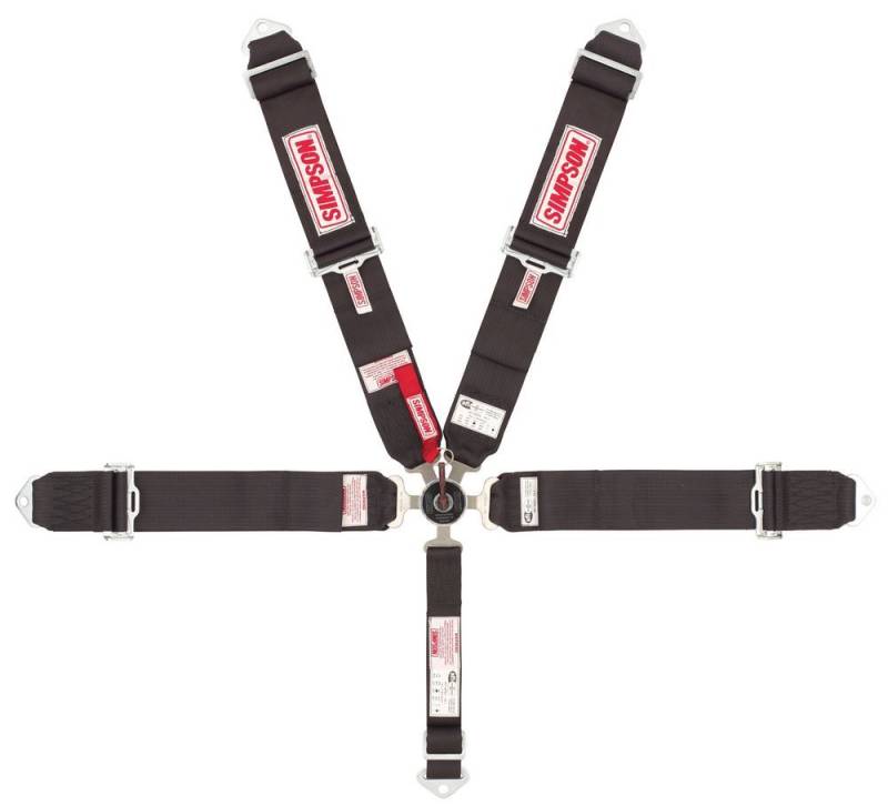 Simpson 5-Point Camlock Harness - 62" Bolt-In Seat Belt - Pull Up - Black