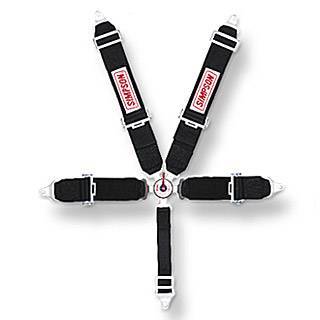 Simpson 5-Point Camlock Harness - 62" Bolt-In Seat Belt - Pull Up - Red