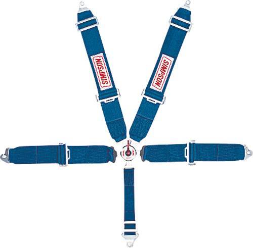 Simpson 5-Point Camlock Harness - Individual Harness - 62" Floor Mount Seat Belt - Pull Up - Restraint Bolt-In - Platinum