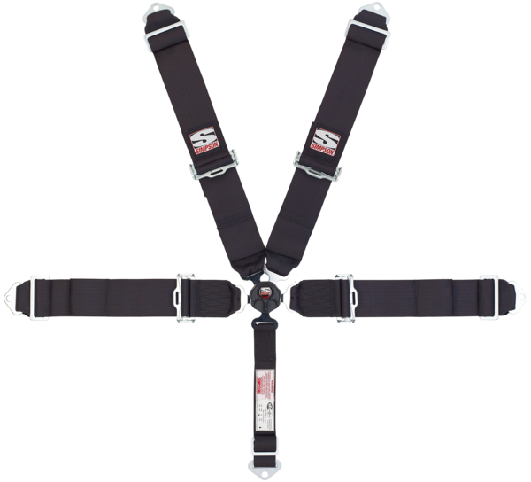 Simpson Sport 5-Point Camlock Harness - Individual Harness - 55" Bolt-In Seat Belt - Pull Down - Black