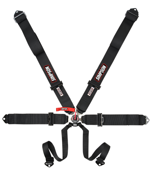 Simpson Sport 6-Point Camlock Restraint - Bolt In Pull Down Individual Harness - Black