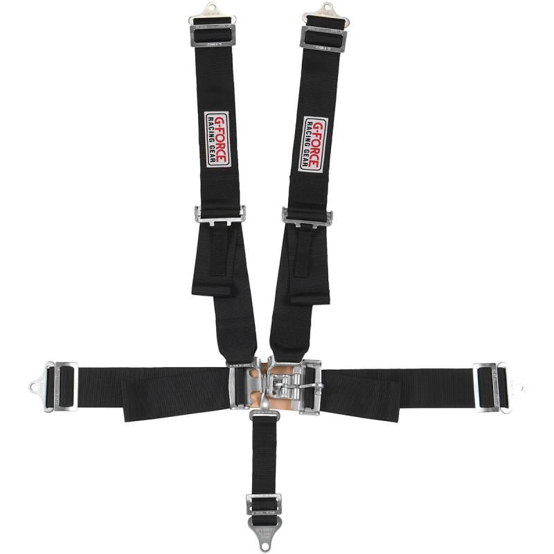 G-Force Pro Series Latch & Link 5-Point Harness - Individual Shoulder Harness - Pull-Down Lap Belt - Bolt-In - Black