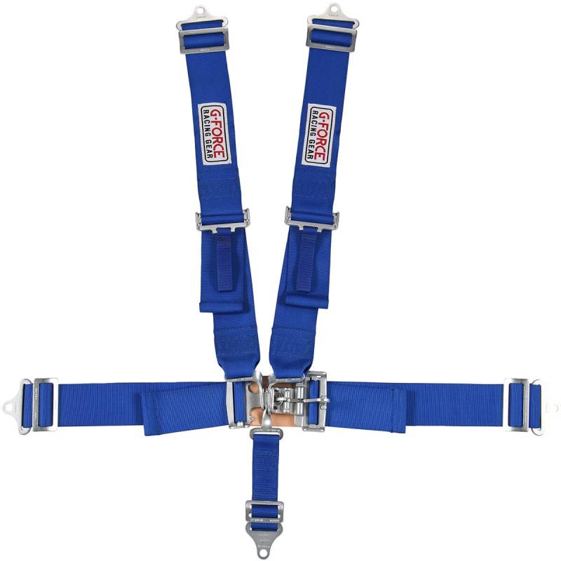 G-Force Pro Series Latch & Link 5-Point Harness - Individual Shoulder Harness - Pull-Down Lap Belt - Bolt-In - Blue