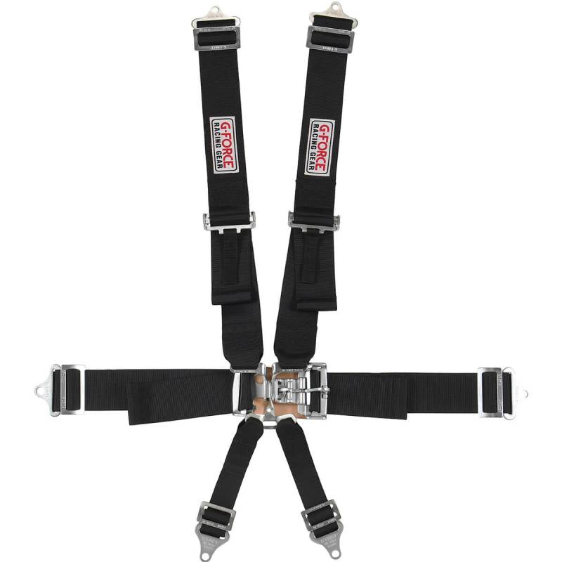 G-Force Pro Series 6 Pt. Latch & Link Harness - Pull-Down Adjust Lap - Black