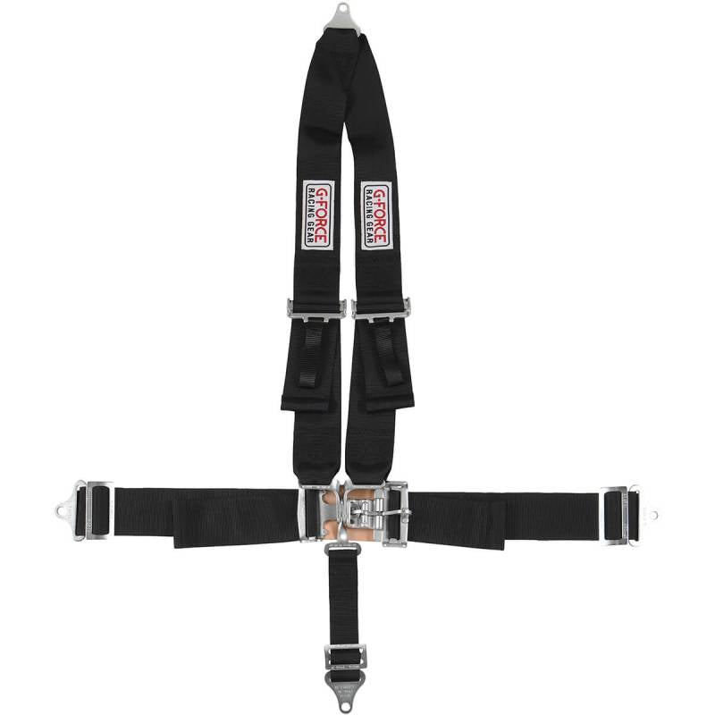 G-Force Pro Series Latch & Link 4-Point Harness - V-Type Shoulder Harness - Pull-Down Lap Belt - Bolt-In - Black