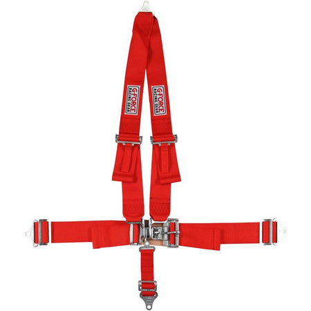 G-Force Pro Series Latch & Link 4-Point Harness - V-Type Shoulder Harness - Pull-Down Lap Belt - Bolt-In - Red