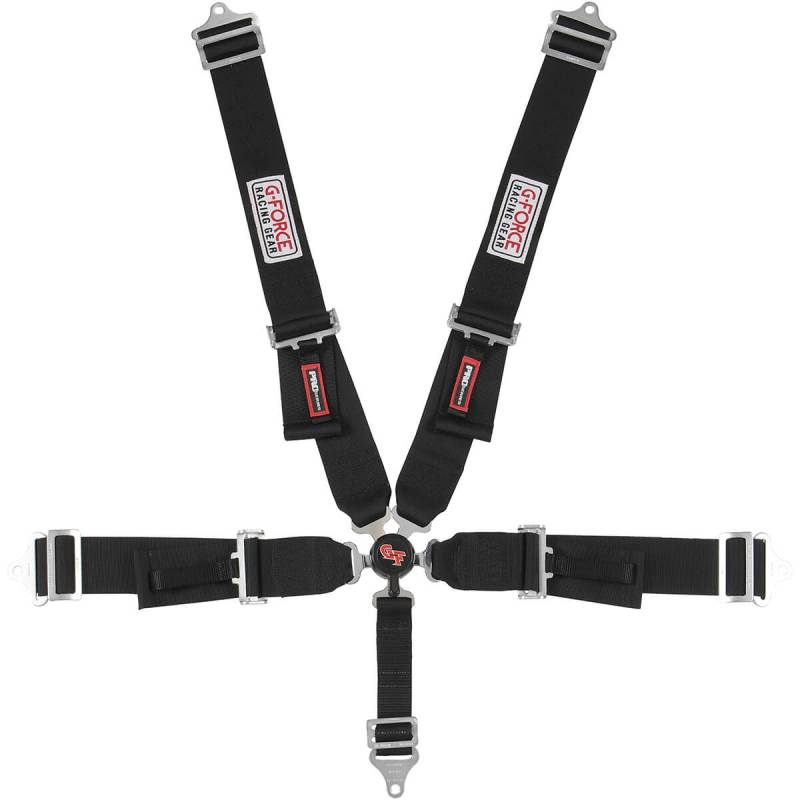 G-Force Pro Series Camlock 5-Point Harness - Individual Shoulder Harness - Pull-Down Lap Belt - Black