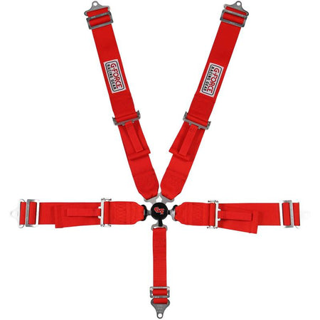 G-Force Pro Series Camlock 5-Point Harness - Individual Shoulder Harness - Pull-Down Lap Belt - Red
