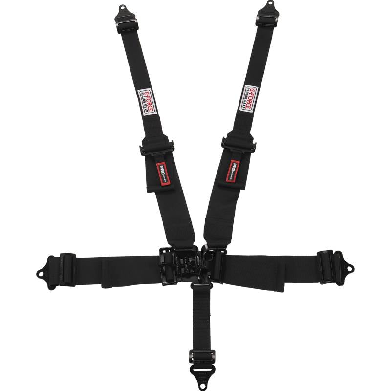 G-Force Pro Series 5 Pt. Latch & Link Harness - Pull-Down Adjust Lap - HNR Ready - Black