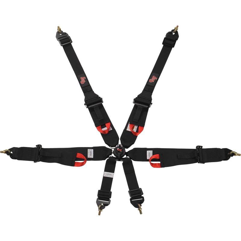 G-Force Pro Series 6 Pt. Camlock Harness - Pull-Up Adjust Lap - FIA 8853-2016 - HNR Ready - Black