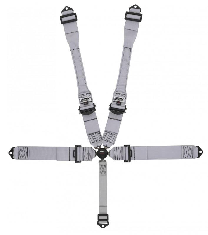 Crow 5-Way PRO Series 3" Kam Lock w/ Dog Bone Harness & Black Pro Aluminum Adjusters - SFI-16.1 - Gray