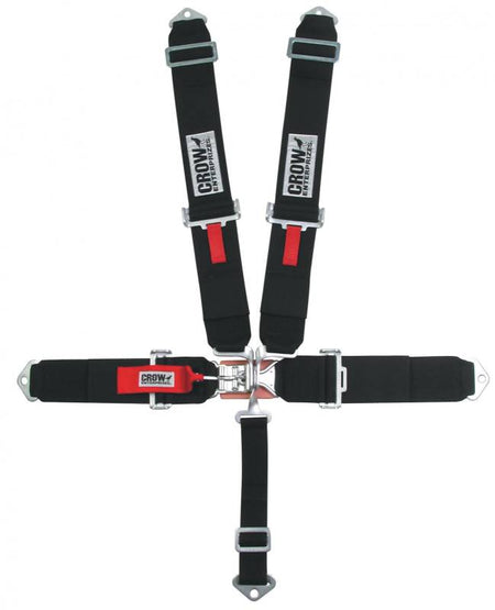 Crow 5-Way Standard 3" Latch & Link Harness w/ Harness Pads & Springs - Black Hardware - Black