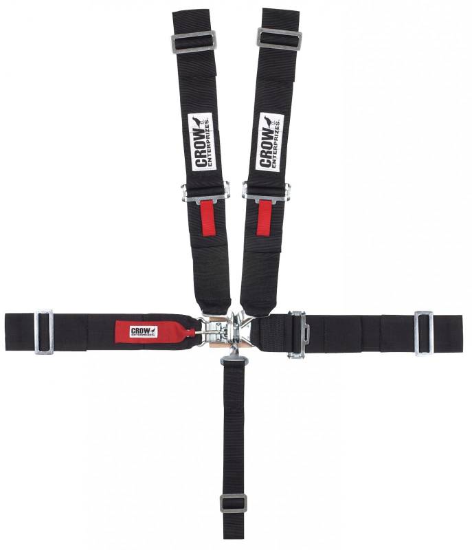 Crow 5-Way Standard 3" Latch & Link Harness - 55" Lap Belt w/ Left Side Pull-Up Adjust - Black
