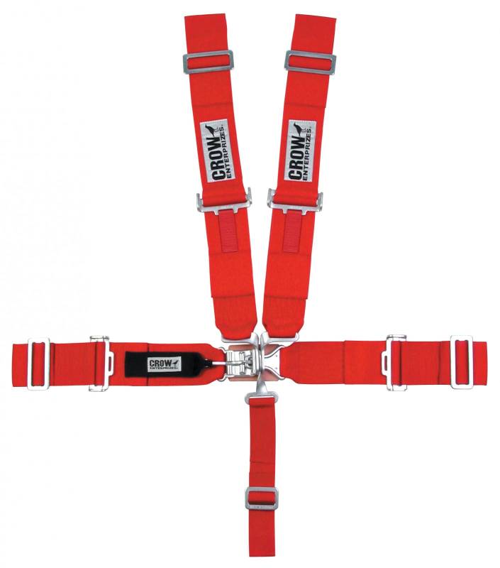 Crow 5-Way Standard 3" Latch & Link Harness - 60" Lap Belt w/ Left Side Pull-Up Adjust - Black