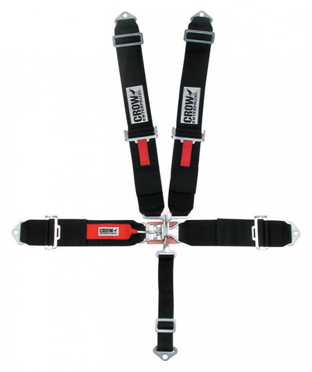 Crow 5-Way Standard 3" Latch & Link Harness - 60" Lap Belt - Red