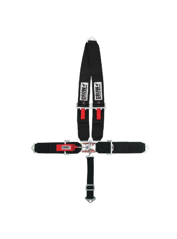 Crow 5-Way Standard 3" Latch & Link - V-Type Shoulder Harness - 60" Lap Belt - Black