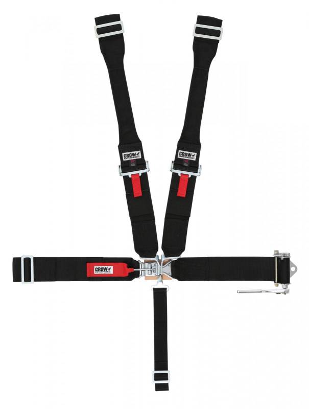 Crow 5-Way Standard 3" Latch & Link - Dog Bone Harness - Ratchet on Right Side - Black Hardware - SFI-16-1 - Black