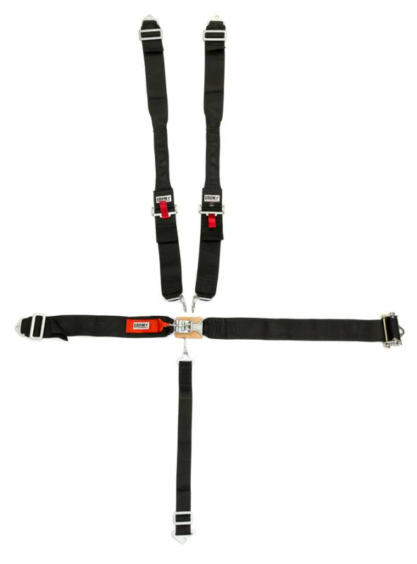 Crow 5-Way Standard 3" Latch & Link - Dog Bone Harness - Ratchet on Left Side - SFI-16-1 - Black