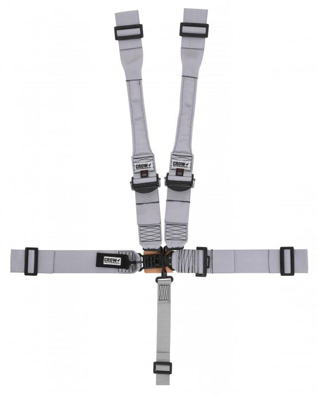 Crow 5-Way PRO Series Duck Bill Latch & Link w/ Dog Bone Harness & Pro Adjusters - 55" Lap Belt w/ Left Side Pull-Down Adjust - Black