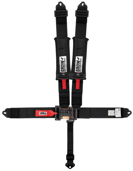 Crow 5-Way Duck Bill 3" Latch & Link Harness w/ Harness Pads - 55'' Seat Belts - Black