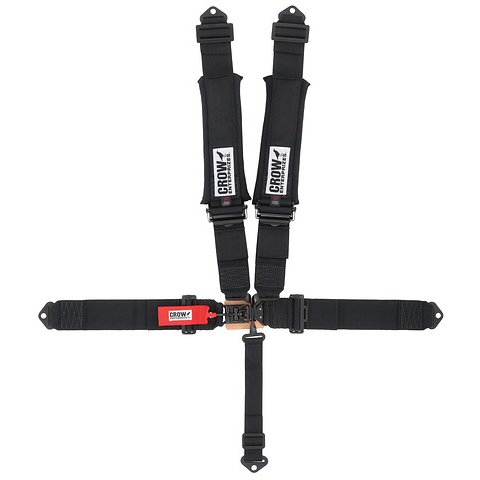 Crow 5-Way Standard 3" Latch & Link UTV Harness w/ Harness Pads -Aluminum Adjusters - Black Hardware - Black
