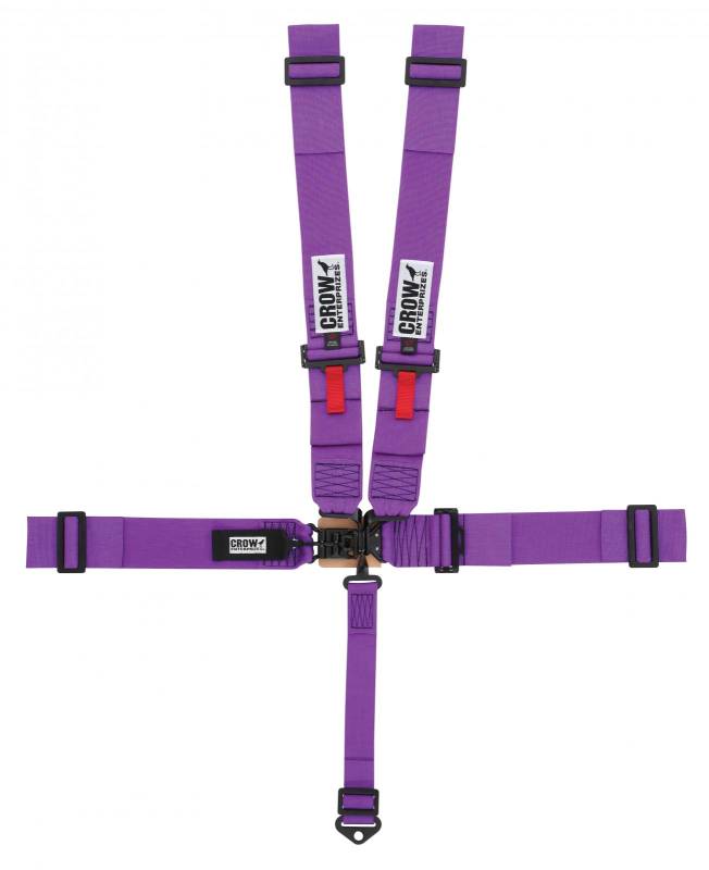 Crow 5-Way PRO Series Latch & Link Harness - Black Hardware - 55" Lap Belt w/ Left Side Pull-Up Adjust - Black