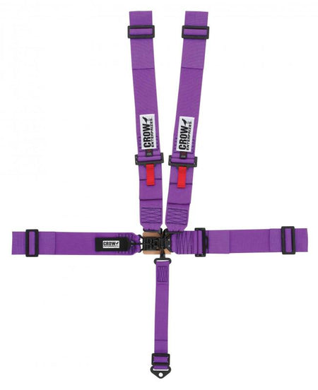 Crow 5-Way PRO Series Latch & Link Harness - Black Hardware - 55" Lap Belt w/ Left Side Pull-Up Adjust - Gray