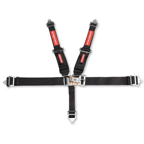 Pyrotect 5-Point Standard Latch & Link Harness w/ Bolt Plates - 3" Harness/2" Lap - Pull Up Adjust - Red