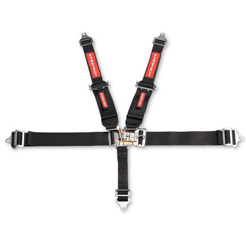 Pyrotect 6-Point Standard Latch & Link Harness w/ Bolt Plates - 3" Harness/2" Lap - Pull Down Adjust - Red