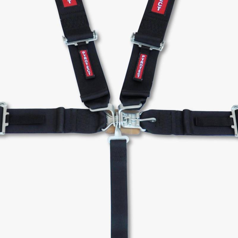 Pyrotect 5-Point Latch & Link Harness - 3" Width Lap - 2" to 3" HNR Ready Shoulder Harness - Pull Down Adjust - Black